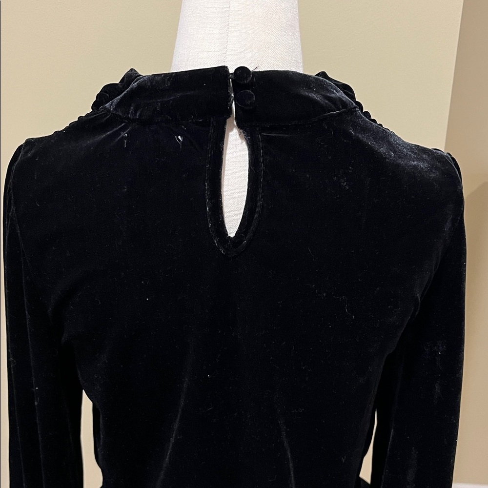 Anthropologie BTFL-life Black Velvet Velour Pullover Blouse Size XS EUC - Picture 5 of 12
